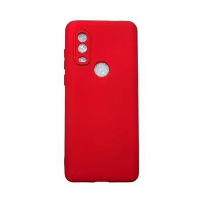 Capa Moto One Vision Silicone Aveludada Protege Câmera Colorida Capinha Anti Impacto Moto One Vision:vermelho