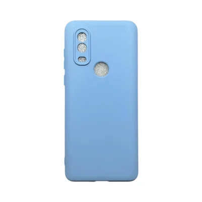 Capa Moto One Vision Silicone Aveludada Protege Câmera Colorida Capinha Anti Impacto Moto One Vision:azul Bebê