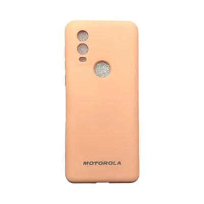 Capa Moto One Vision Silicone Aveludada Protege Câmera Colorida Capinha Anti Impacto Moto One Vision:nude