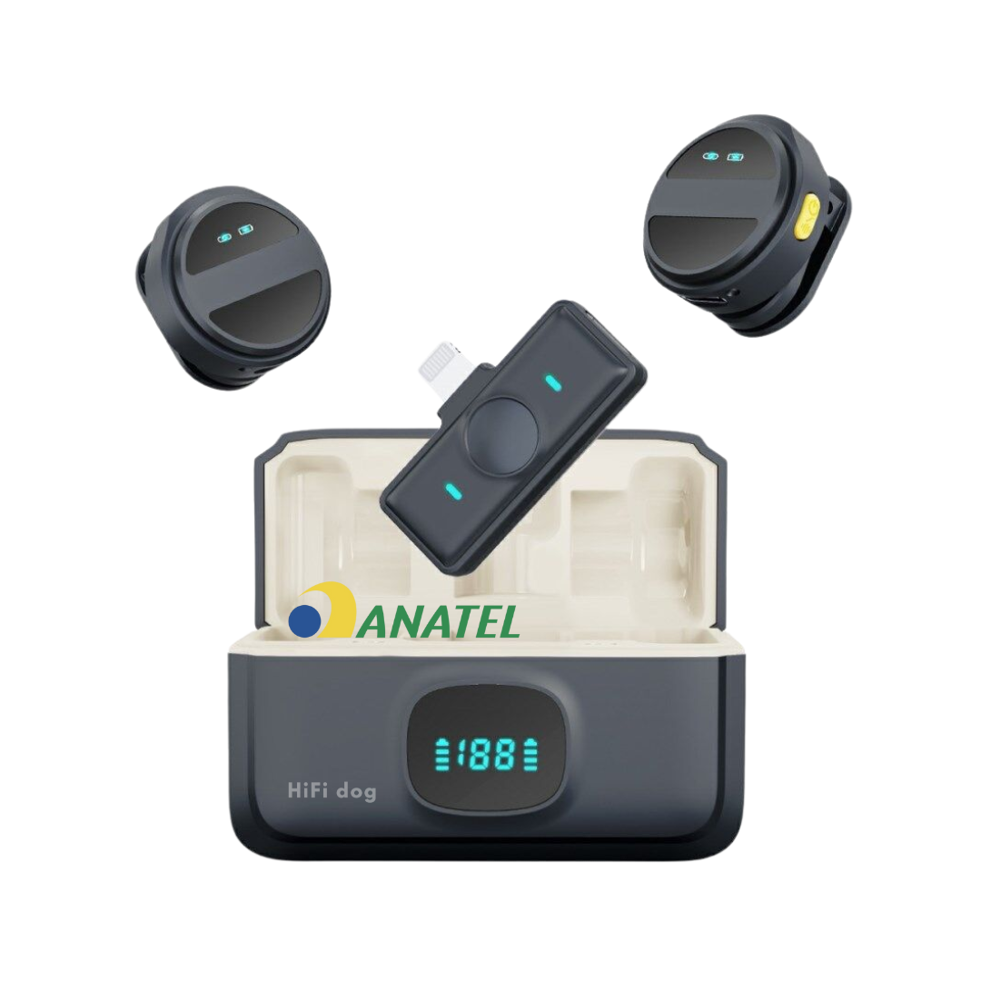Microfone Lapela Hifi Dog 2ll Compatível com iPhone 11, 12, 13, 14