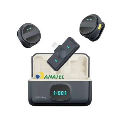 Microfone Lapela Hifi Dog 2ll Compatível com iPhone 11, 12, 13, 14