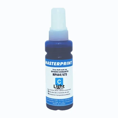 Tinta Ciano Light Corante Compatível 664 673 Para Epson L355 L365 L375 L380 L396 L495 L550 L575 100ml