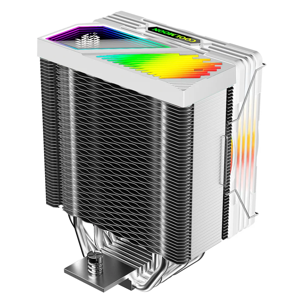 Imagem 5 de 5 do produto Air Cooler Gamer GT600 para AMD/Intel, 6 Heat Pipes, Branco, ARGB com Visor de Temperatura, Coolmoon GT-600