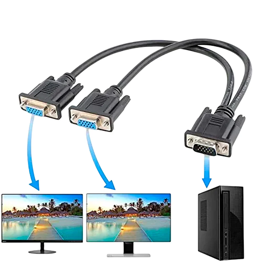 Imagem 2 de 4 do produto Cabo Divisor Vga Y Para Espelhar Imagem Em Dois Monitores