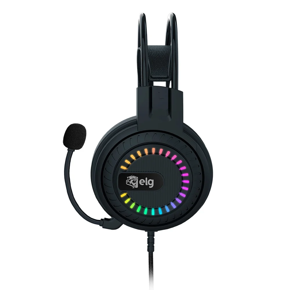 Imagem 4 de 5 do produto Headset Gamer Mizar, 3d Surround 7.1, RGB, Microfone Omnidirecional, Cabo Nylon Usb, Preto, Hgmz, Elg