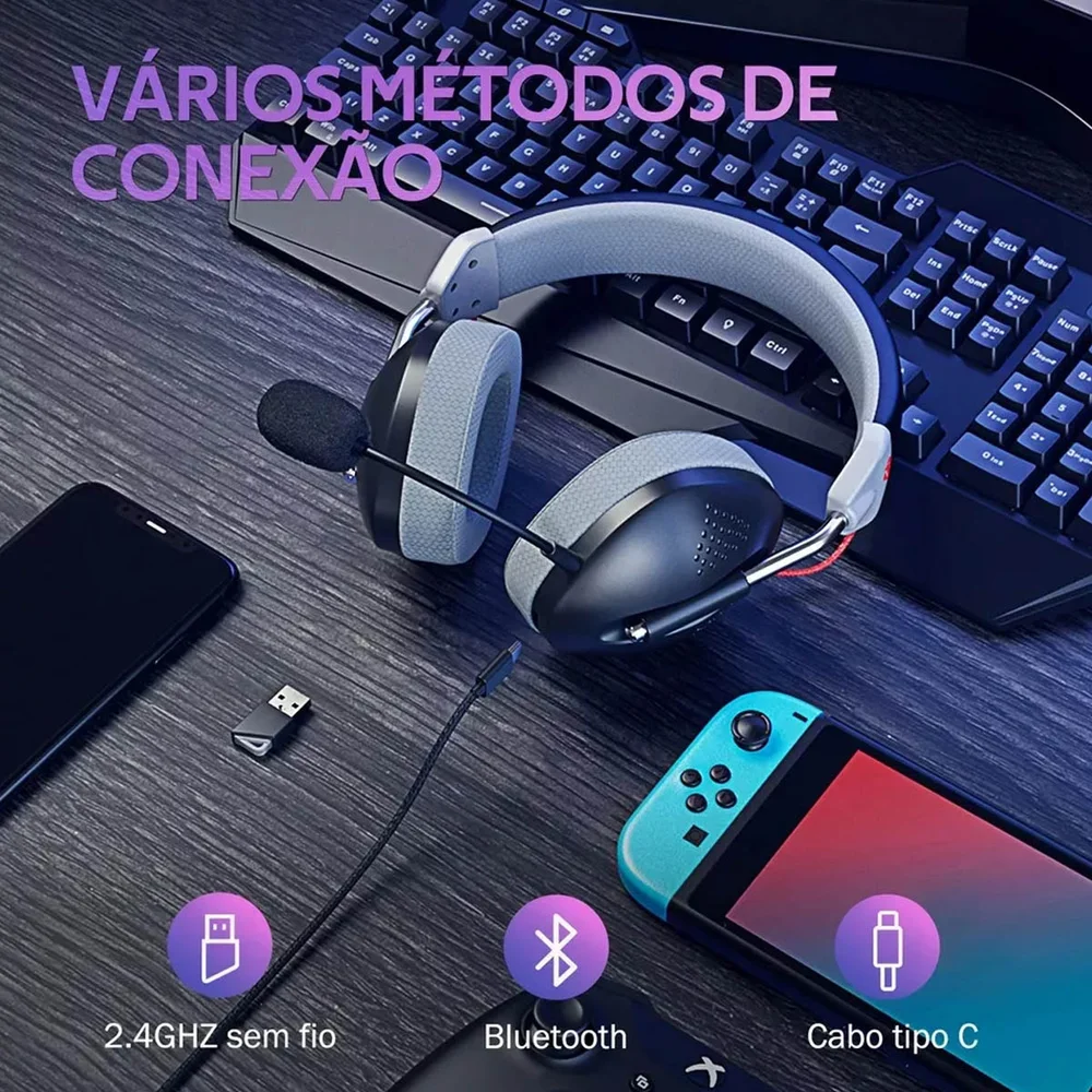 Headset Gamer Havit Gamenote Fuxi H4 Bt 2.4hz Type-c Preto/cinza Headset Gamer Havit Gamenote Fuxi H4 Bt 2.4hz Type-c Preto/cinza