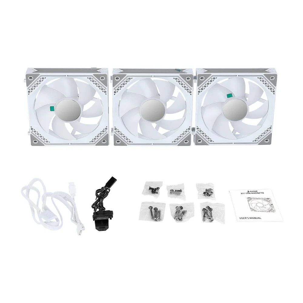 Imagem 4 de 5 do produto Kit 3 Fans Gamer Rise Mode Magneto Uni Fan ARGB 5v White 120mm - Rm-ma-02-aRGB.