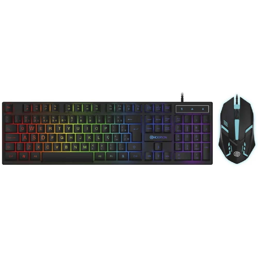 Imagem 2 de 3 do produto Kit Gamer LED Teclado Com Mouse Dpi 1200 Tpc-096kp Preto Hoopson