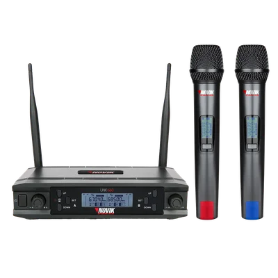 Microfone Uhf Duplo Multi-frequência 2x300 Canais Transmissão Digital