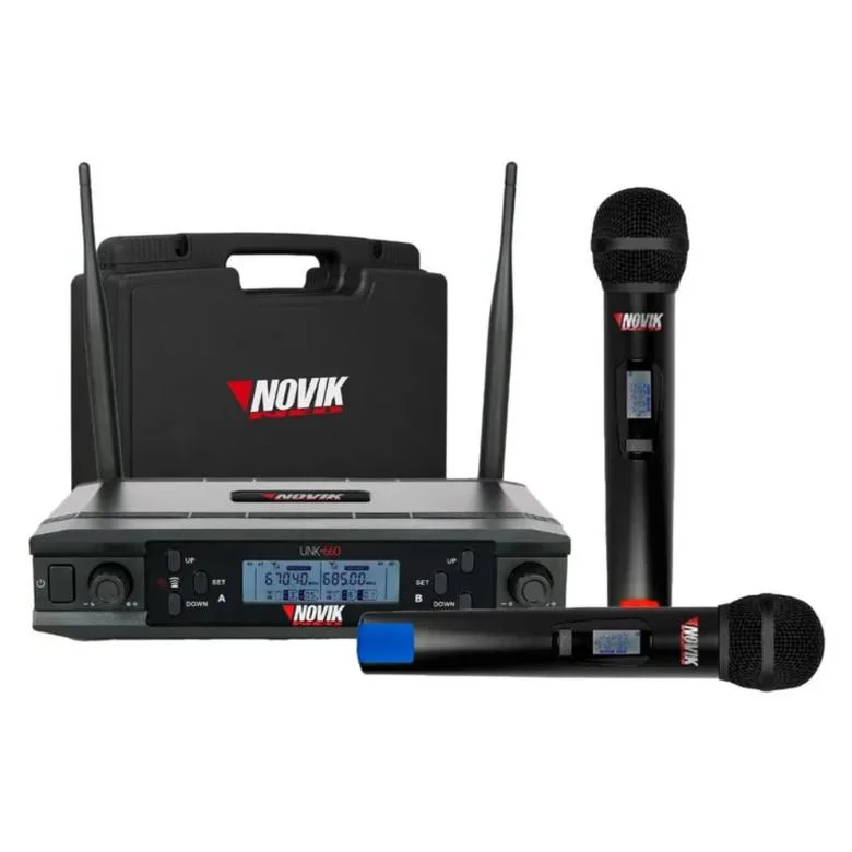 Imagem 2 de 4 do produto Microfone Uhf Duplo Multi-frequência 2x300 Canais Transmissão Digital