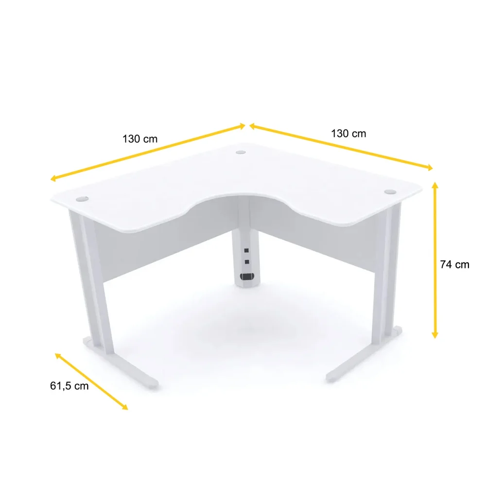 Imagem 3 de 3 do produto Mesa Em L P/ Escritório 130x130 Pandin Maxxi - Branco