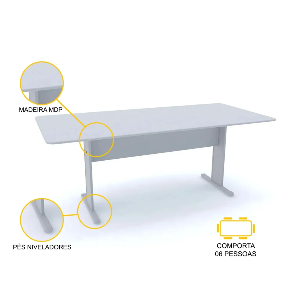 Imagem 2 de 3 do produto Mesa De Reunião Retangular Pandin Maxxi - Cinza