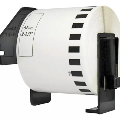 Rolo De Etiqueta Termica Compativel Brother Dk22205 - 62mmx30,48mts Continua Preto/branco