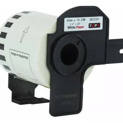 Rolo De Etiqueta Termica Compativel Brother Dk22251 - 62mmx15,24mts Continua Preto/vermelho