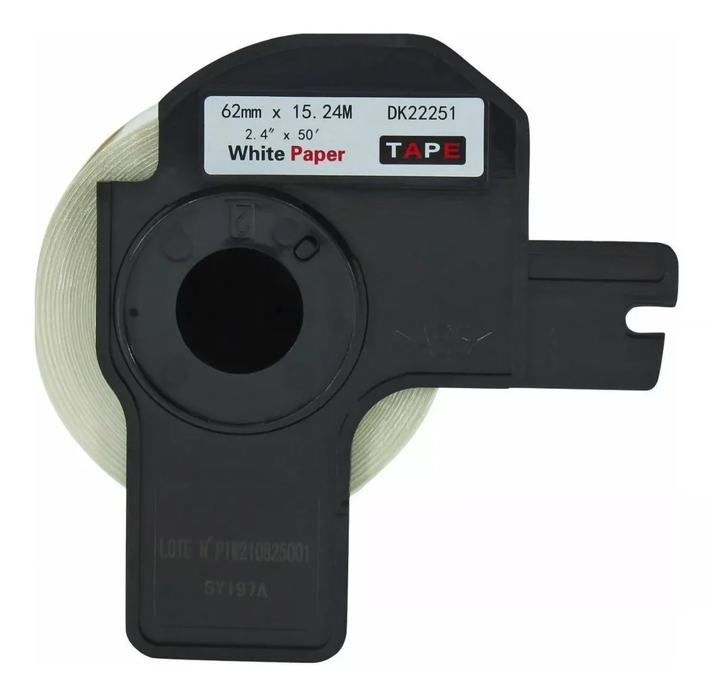 Rolo De Etiqueta Termica Compativel Brother Dk22251 - 62mmx15,24mts Continua Preto/vermelho