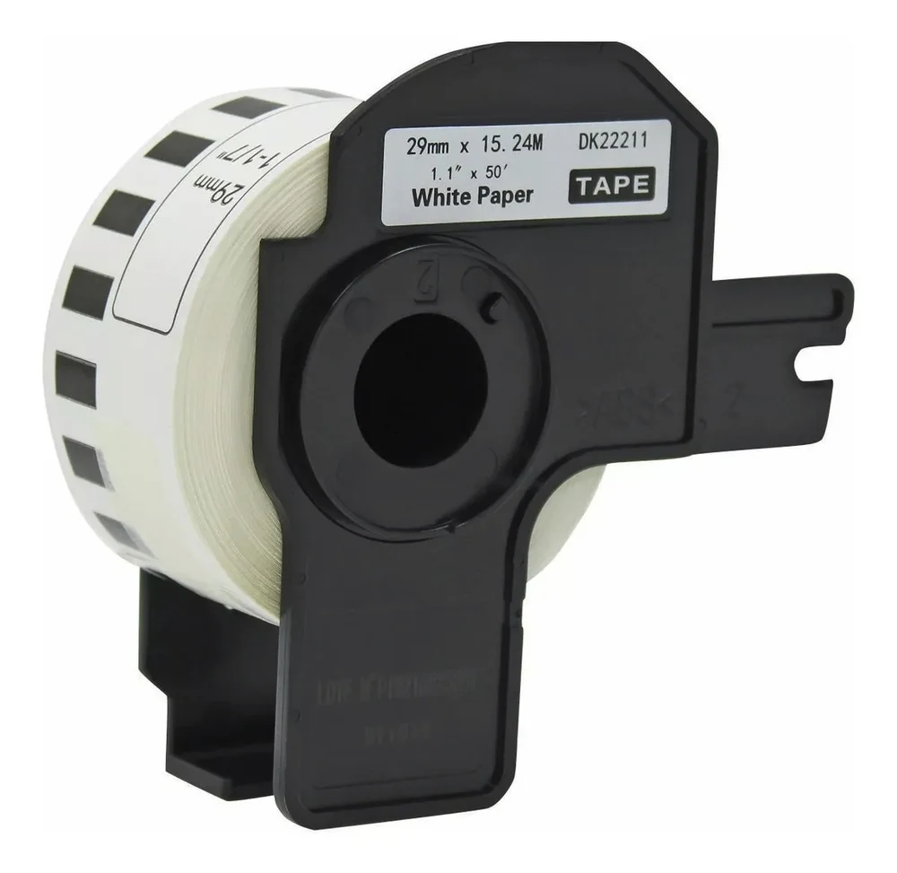 Rolo De Etiqueta Termica Compativel Brother Dk22211 29mmx15,24mts Continua Preto/branco