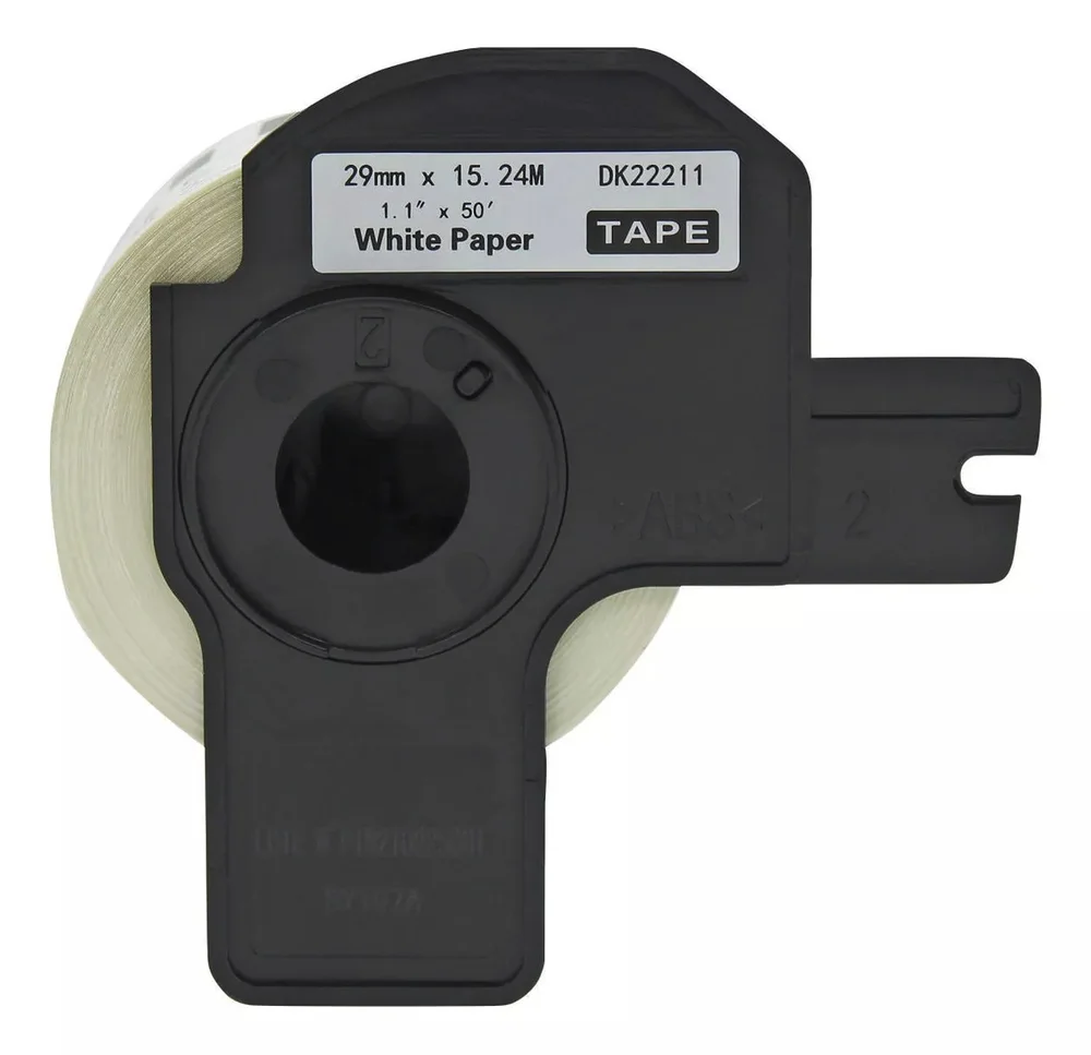 Rolo De Etiqueta Termica Compativel Brother Dk22211 29mmx15,24mts Continua Preto/branco