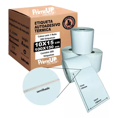 Etiqueta Térmica 100 X 150 Mm Para E-commerce - Rolo Com 200 Etiquetas