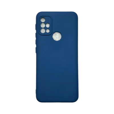 Capa Moto G10 / G20 / G30 Silicone Aveludada Protege Câmera Colorida Capinha Anti Impacto Moto G10 / G20 / G30:azul Escu