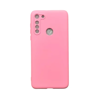 Capa Moto G8 Silicone Aveludada Colorida Capinha Anti Impacto Moto G8:rosa Bebê