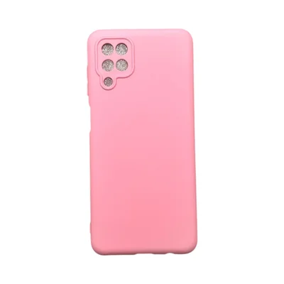 Capa Samsung A12 Silicone Aveludada Protege Câmera Colorida Capinha Anti Impacto A12:rosa Bebê
