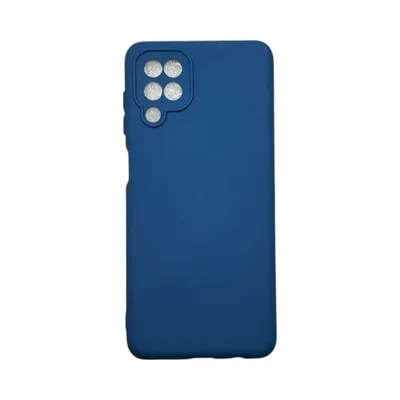 Capa Samsung A12 Silicone Aveludada Protege Câmera Colorida Capinha Anti Impacto A12:azul Escuro