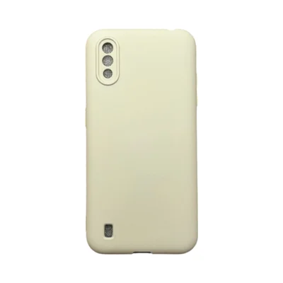 Capa Samsung A01 Silicone Aveludada Protege Câmera Colorida Capinha Anti Impacto A01:bege