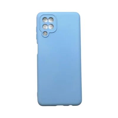 Capa Samsung A12 Silicone Aveludada Protege Câmera Colorida Capinha Anti Impacto A12:azul Bebê