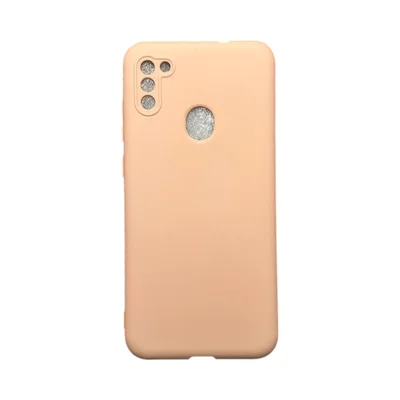Capa Samsung A11 Silicone Aveludada Protege Câmera Colorida Capinha Anti Impacto A11:nude