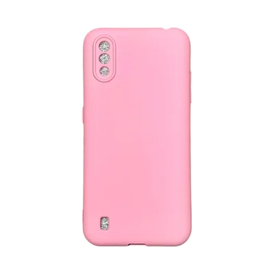 Capa Samsung A01 Silicone Aveludada Protege Câmera Colorida Capinha Anti Impacto A01:rosa Bebê
