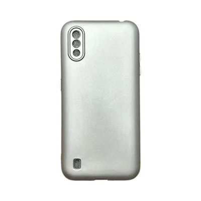 Capa Samsung A01 Silicone Aveludada Protege Câmera Colorida Capinha Anti Impacto A01:prata