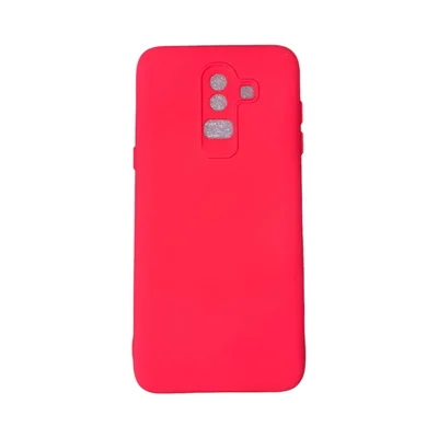 Capa Samsung J8 Silicone Aveludada Protege Câmera Colorida Capinha Anti Impacto J8:rosa Shock