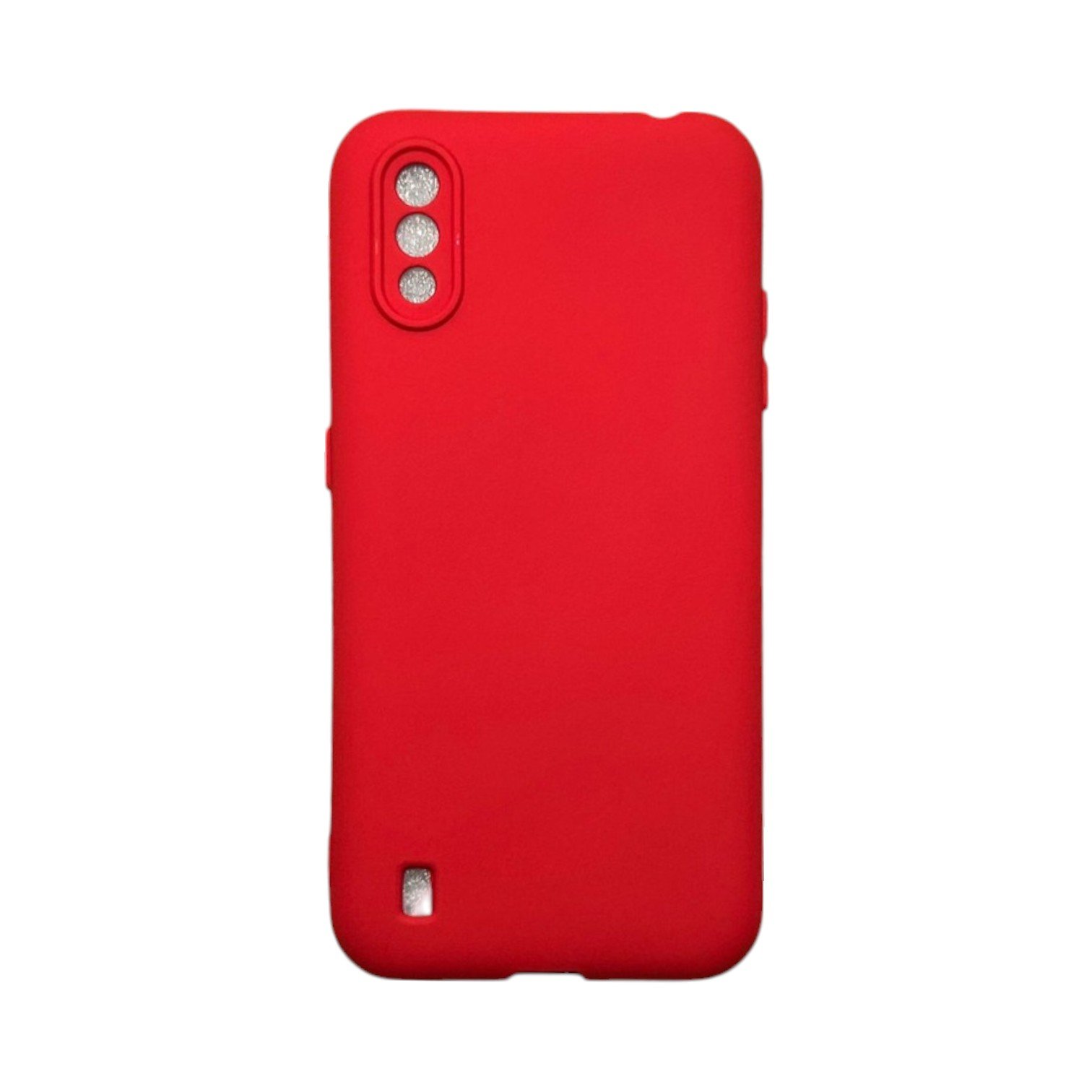 Capa Samsung A01 Silicone Aveludada Protege Câmera Colorida Capinha Anti Impacto A01:vermelho