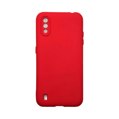 Capa Samsung A01 Silicone Aveludada Protege Câmera Colorida Capinha Anti Impacto A01:vermelho