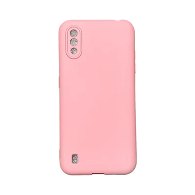 Capa Samsung A01 Silicone Aveludada Protege Câmera Colorida Capinha Anti Impacto A01:rosa 04