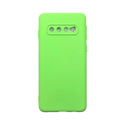 Capa Samsung S10 Silicone Aveludada Protege Câmera Colorida Capinha Anti Impacto S10:verde Folha