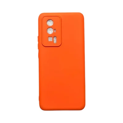 Capa Xiaomi Poco F5 Pró Silicone Aveludada Protege Câmera Colorida Capinha Anti Impacto Poco F5 Pró:laranja