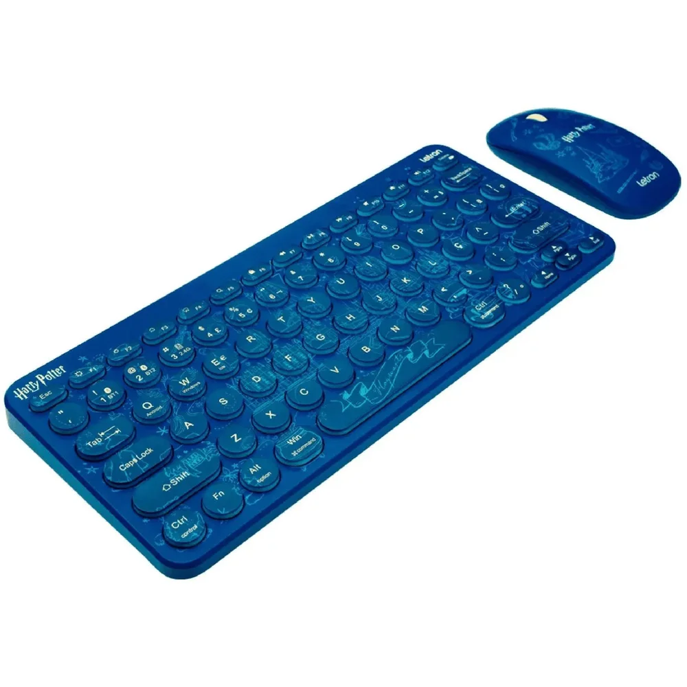 Imagem 3 de 5 do produto Kit Teclado E Mouse Sem Fio Letron Harry Potter Azul