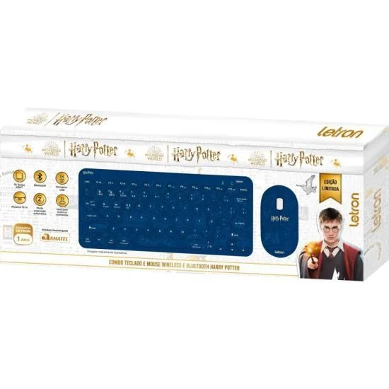 Imagem 5 de 5 do produto Kit Teclado E Mouse Sem Fio Letron Harry Potter Azul
