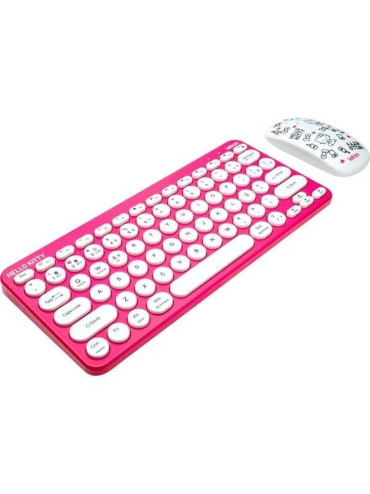 Imagem 5 de 5 do produto Kit Teclado E Mouse Sem Fio Letron Hello Kitty Rosa