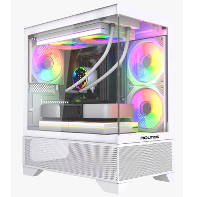 Gabinete Gamer Micro Atx Sem Fan Sem Fonte Round5 Draven White R5-draven-w-2182