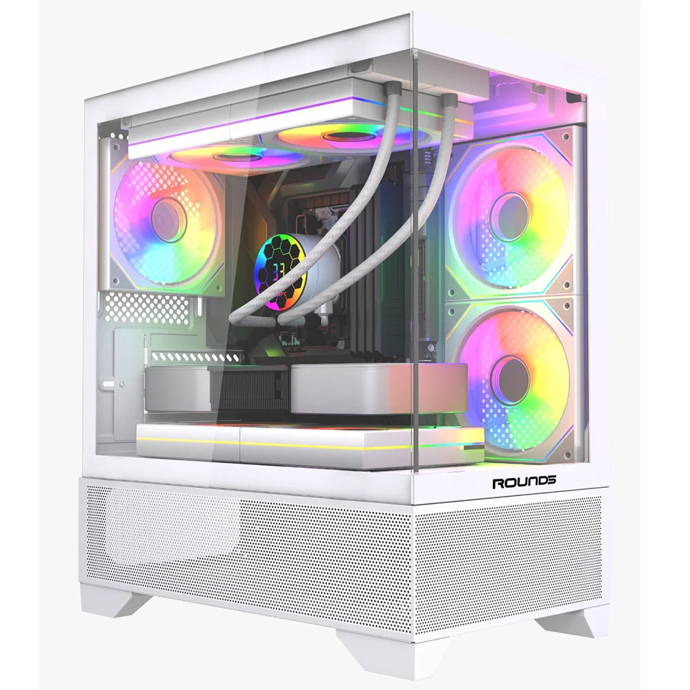 Gabinete Gamer Micro Atx Sem Fan Sem Fonte Round5 Draven White R5-draven-w-2182