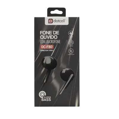 Fone De Ouvido Dc-f80 Com Microfone E Conector Tipo C Preto