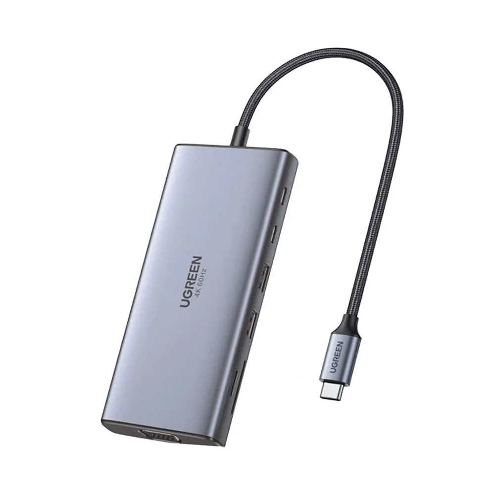 Imagem 4 de 5 do produto Hub Usb Ugreen Com HDMI/vga/rj45 Giga/2p Usb-a 3.0/2p Usb-c/usb-c 100w/sd/tf/p2 - Cm639