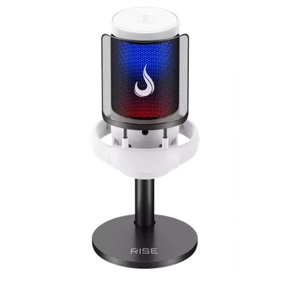 Microfone Gamer De Mesa Rise Mode Elite 05, RGB, Usb-c, Branco - Rm-me-05-w.