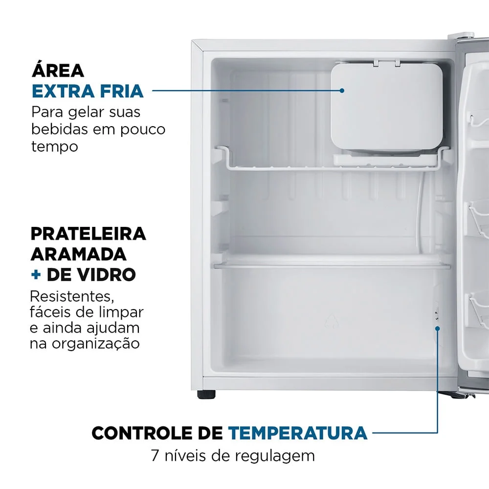 Imagem 3 de 5 do produto Frigobar Mondial 73l Porta Reversível Branco Fgb-01-w80 127v