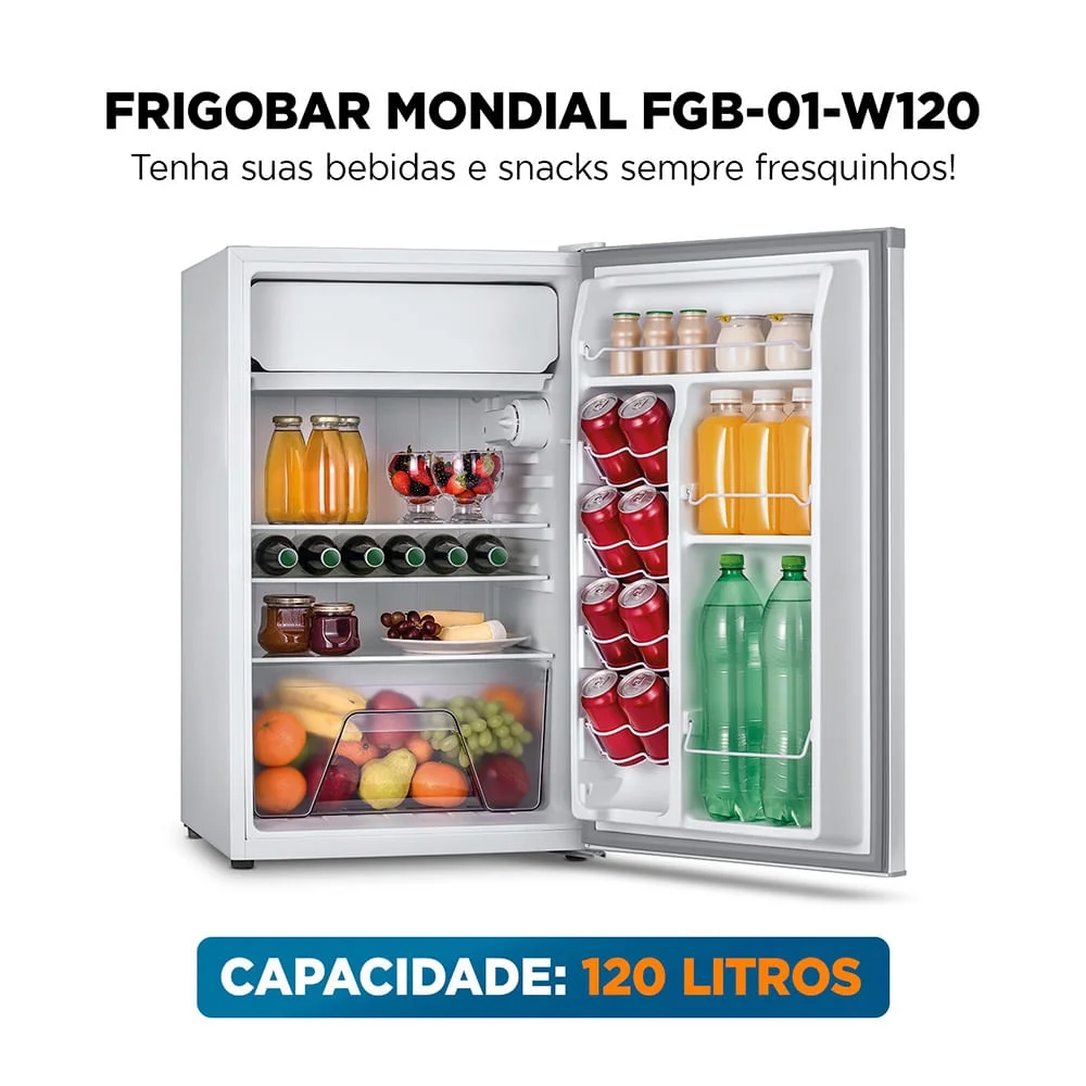 Imagem 2 de 5 do produto Frigobar Mondial 120l Porta Reversível Branco Fgb-01-w120 127v