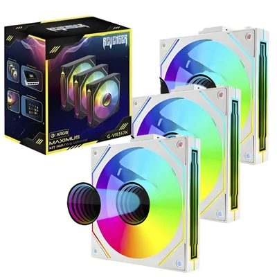 Kit De Fans C/3 120mm ARGB Revenger Sem Fio Encaixe Branco