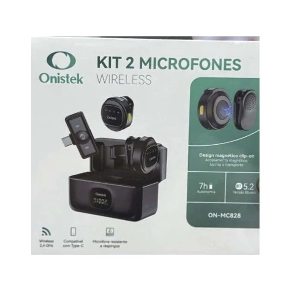 Imagem 2 de 5 do produto Kit 2 Microfone Lapela Sem Fio Botão Profissional Usb C Novo