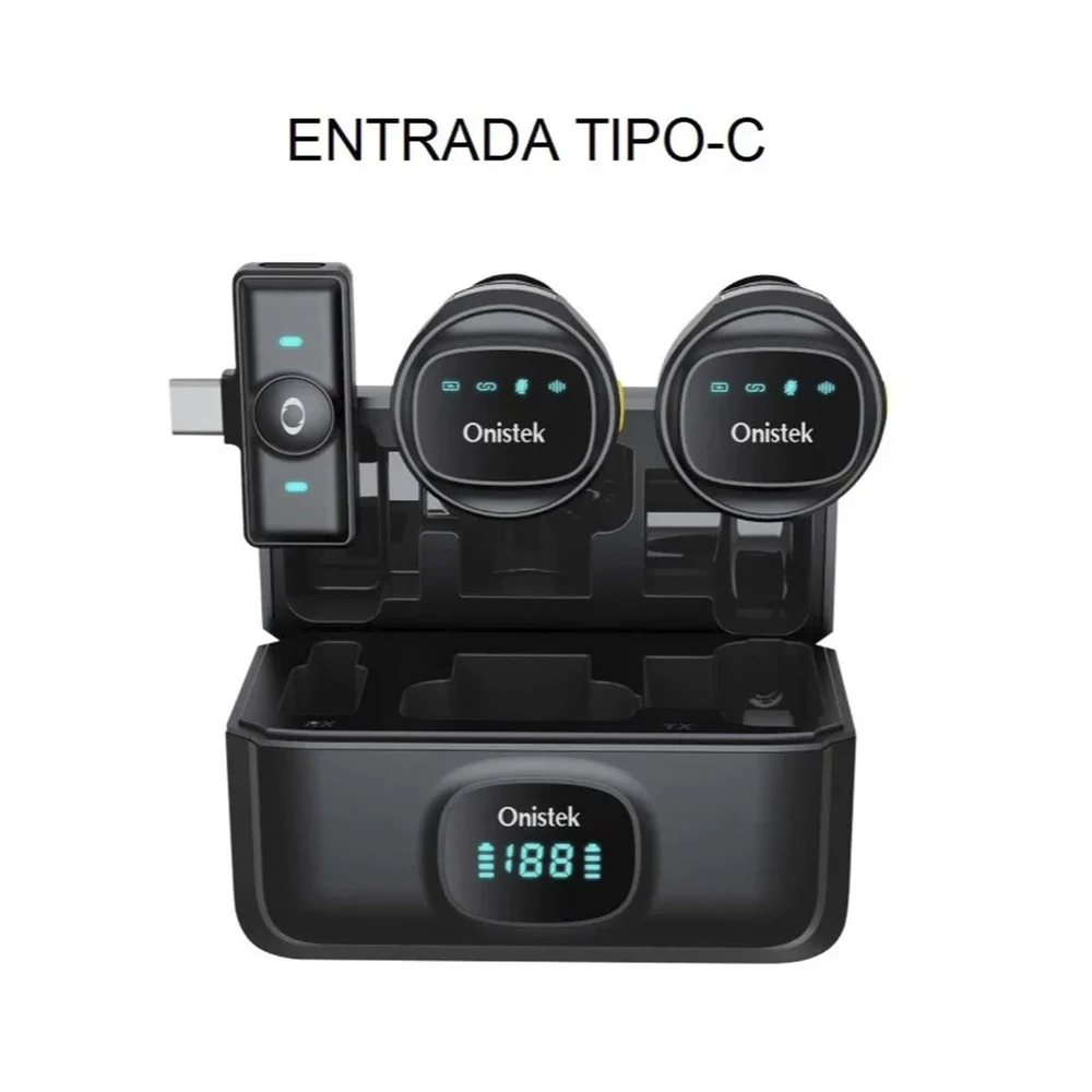 Imagem 3 de 5 do produto Kit 2 Microfone Lapela Sem Fio Botão Profissional Usb C Novo